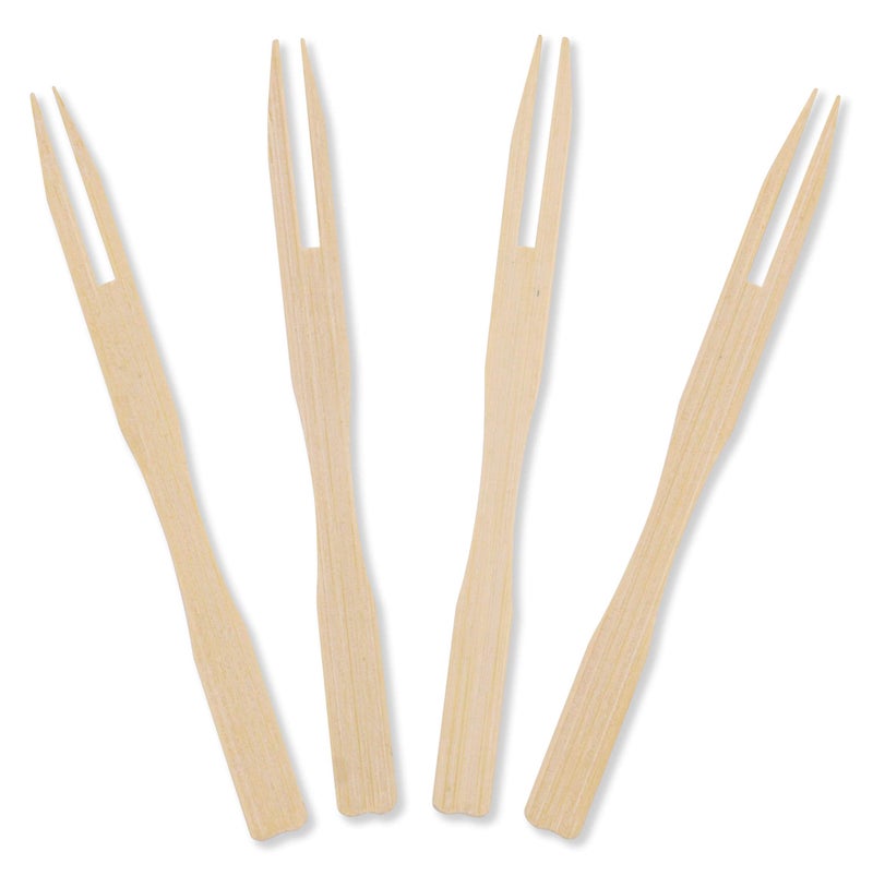 Gmark Bamboo Double Prong Mini Forks 3.5 Inch 110pc, Food Picks/Fruit Picks/Cocktail Forks/Party Forks/Buffet Forks/Two Prongs Cocktail Picks for Appetizer, Cocktail, Pastry, Dessert. GM1031A - Image 3
